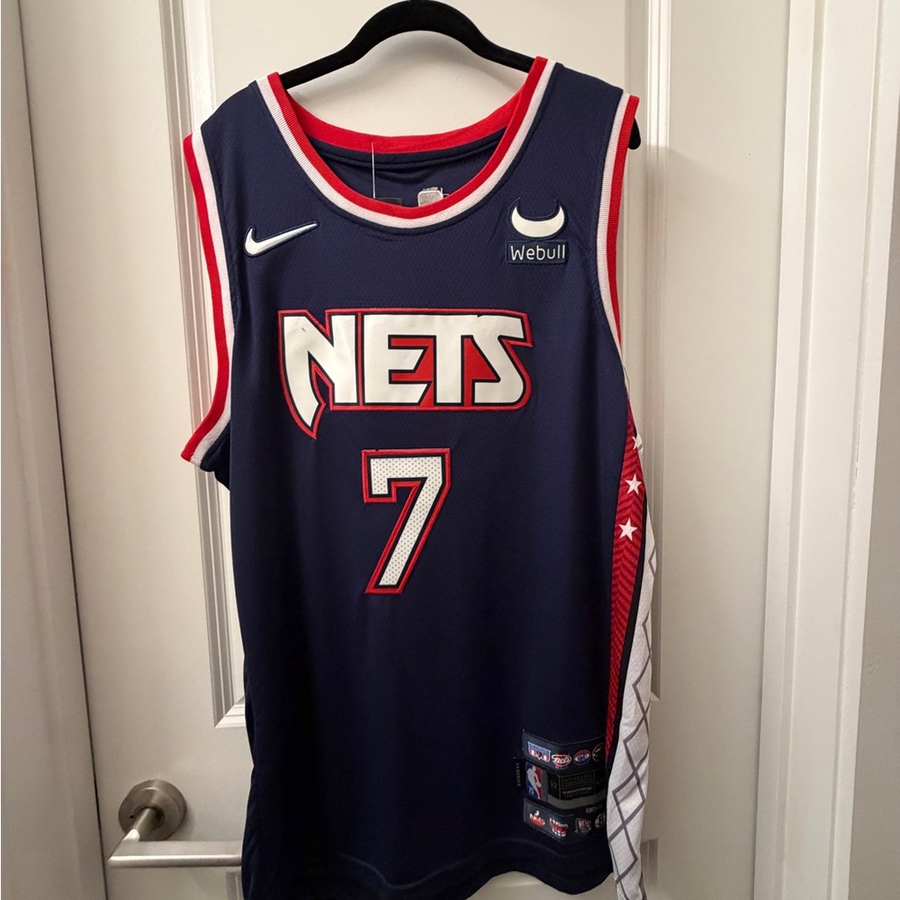 Nike Navy, Red and White Nets Durant #7 Basketball Jersey